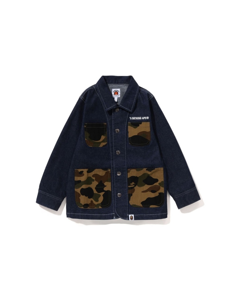 Vêtements D'extérieur Bape 1st Pocket Denim Coverall Bleu Enfant | CIX-13149646